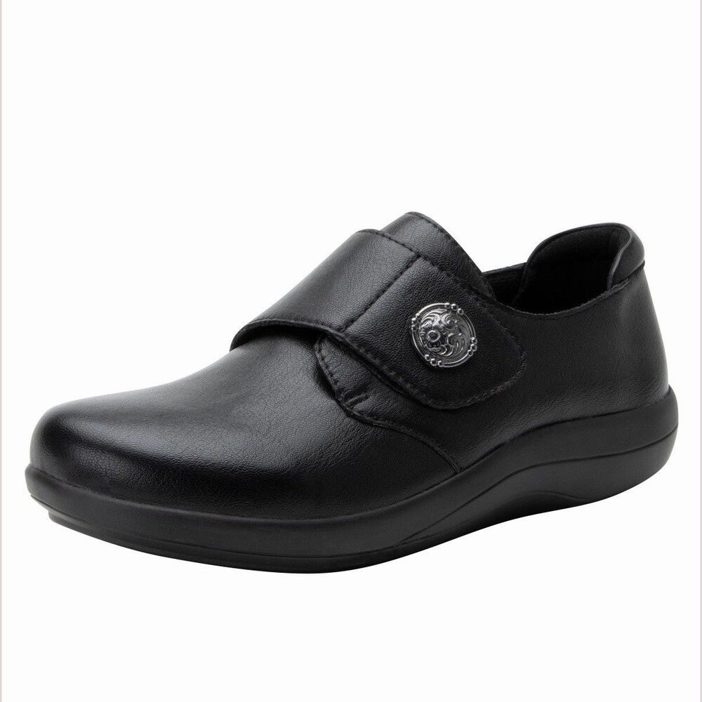 Alegria Spright Comfort Shoes Black Vegan Rocker Sole EU 43 US 13 Straps Minimal